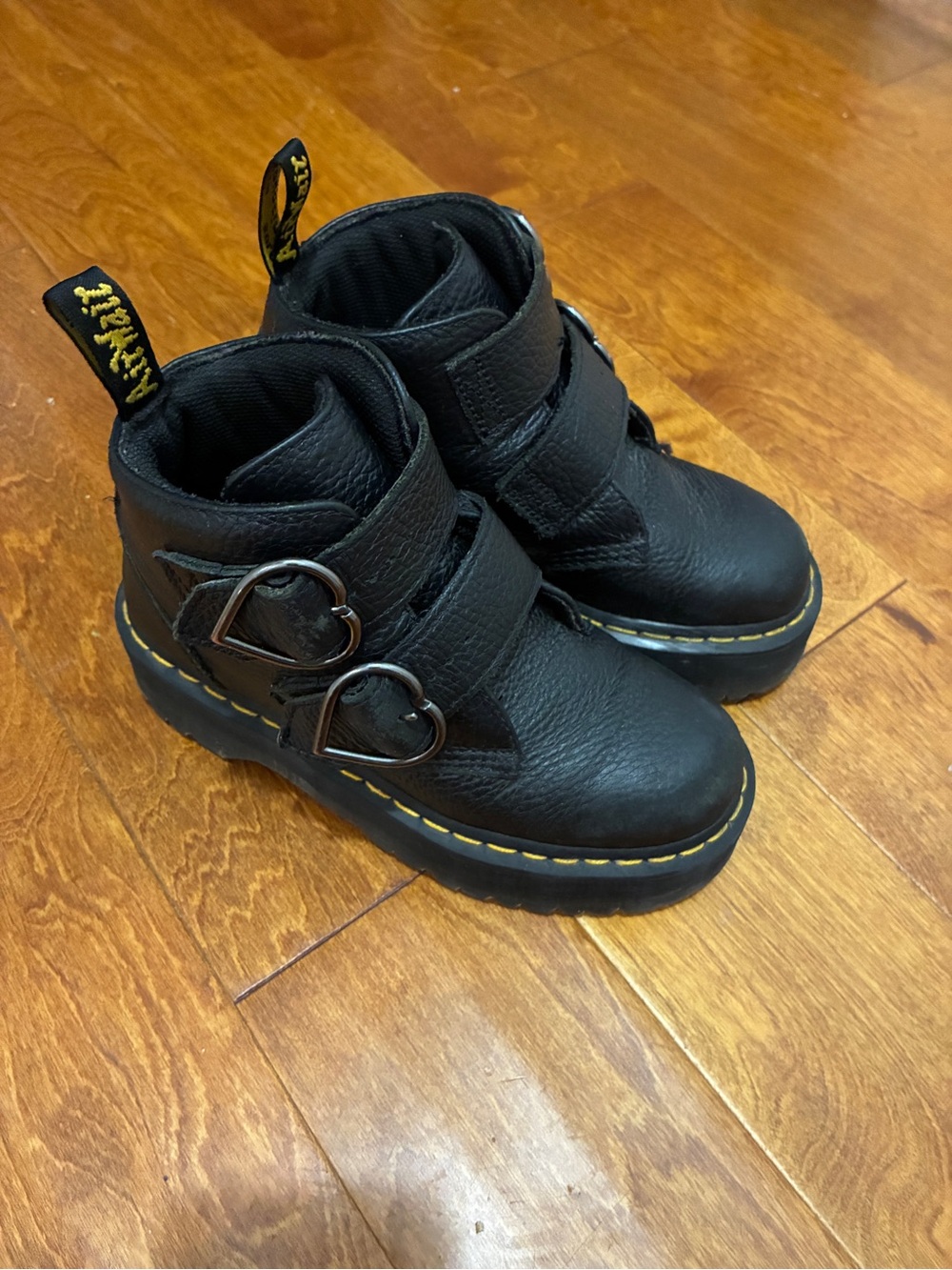 Dr. Martens Black Heart-Buckle Combat Boots